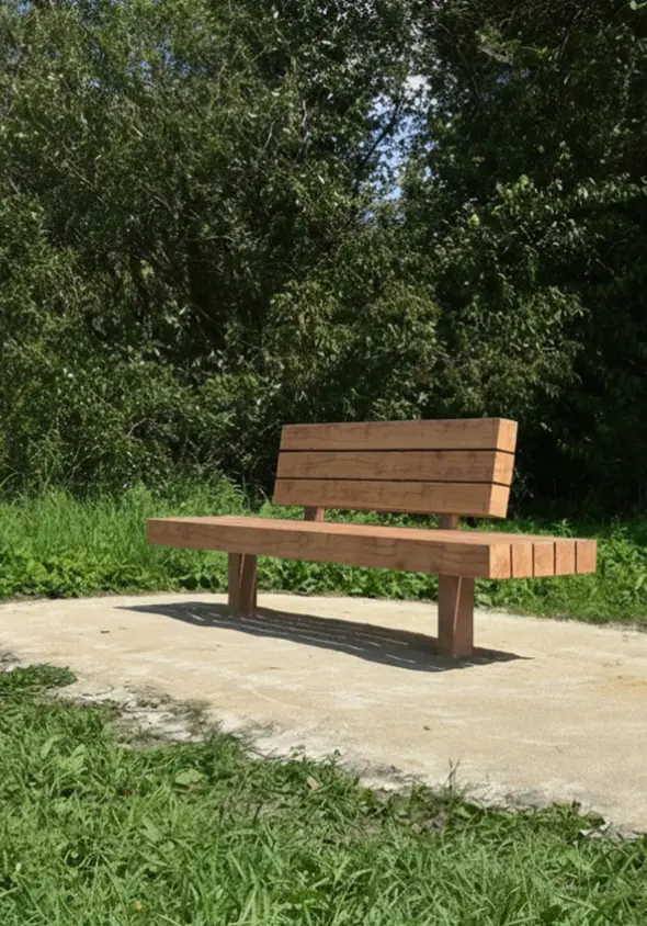 Buitenbank Plane enkelzits met rugleuning Comfort A en cortenstalen onderstel
