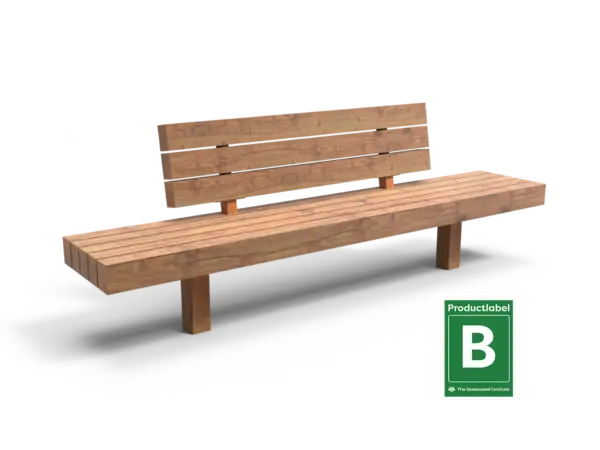 Buitenbank Plane enkelzits met rugleuning Comfort A en cortenstalen onderstel productrender