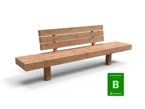 Buitenbank Plane enkelzits met rugleuning Comfort A en cortenstalen onderstel productrender