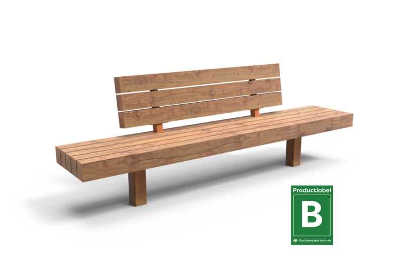Buitenbank Plane enkelzits met rugleuning Comfort A en cortenstalen onderstel productrender