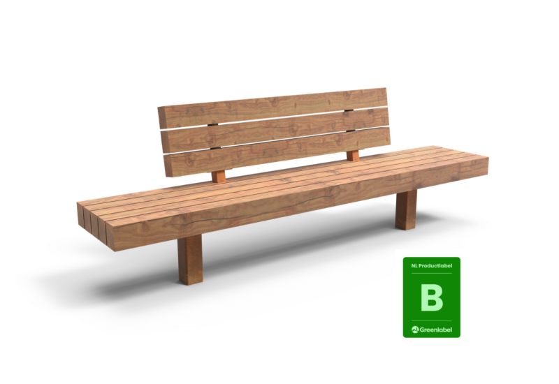 Buitenbank Plane enkelzits met rugleuning Comfort A en cortenstalen onderstel productrender