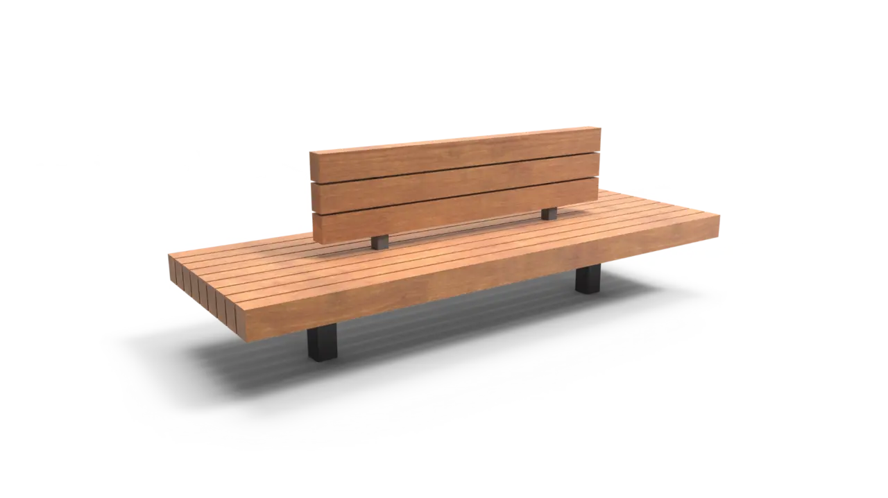 Bench Plane double seat with backrest A below ground level