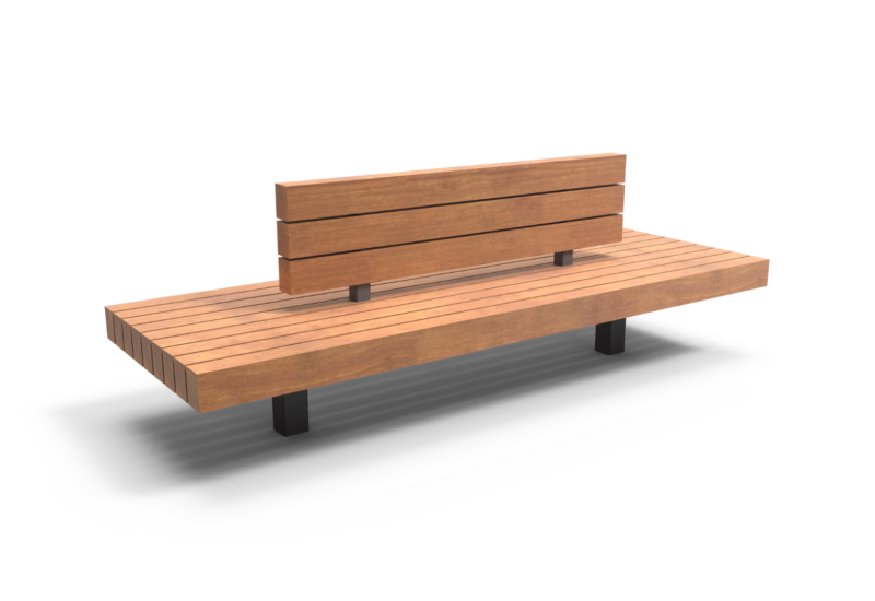 Bench Plane double seat with backrest A below ground level
