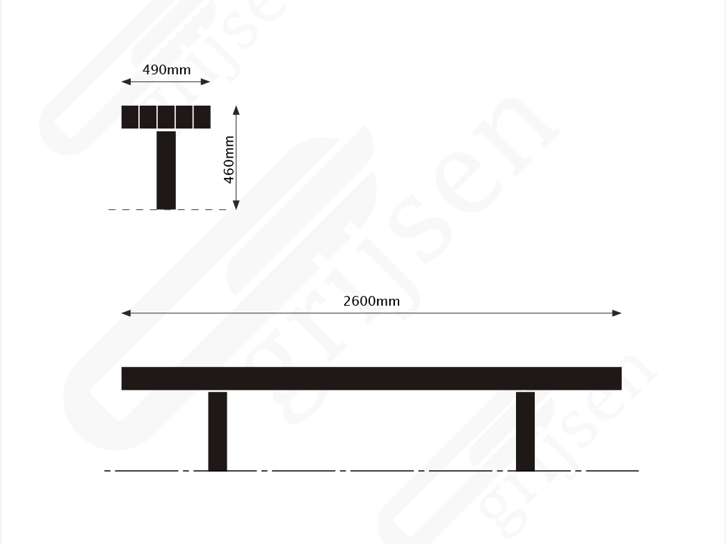 Buitenbank Plane enkelzits maattekening