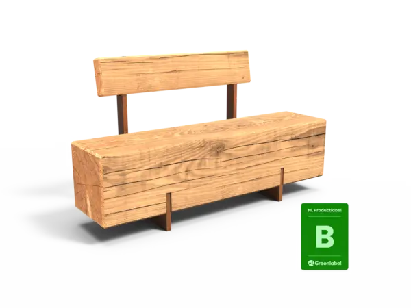 Buitenbank Pure Eco enkelzits met rugleuning 1500 productrender