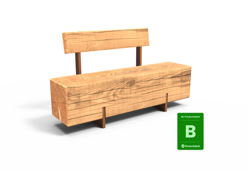 Buitenbank Pure Eco enkelzits met rugleuning 1500 productrender