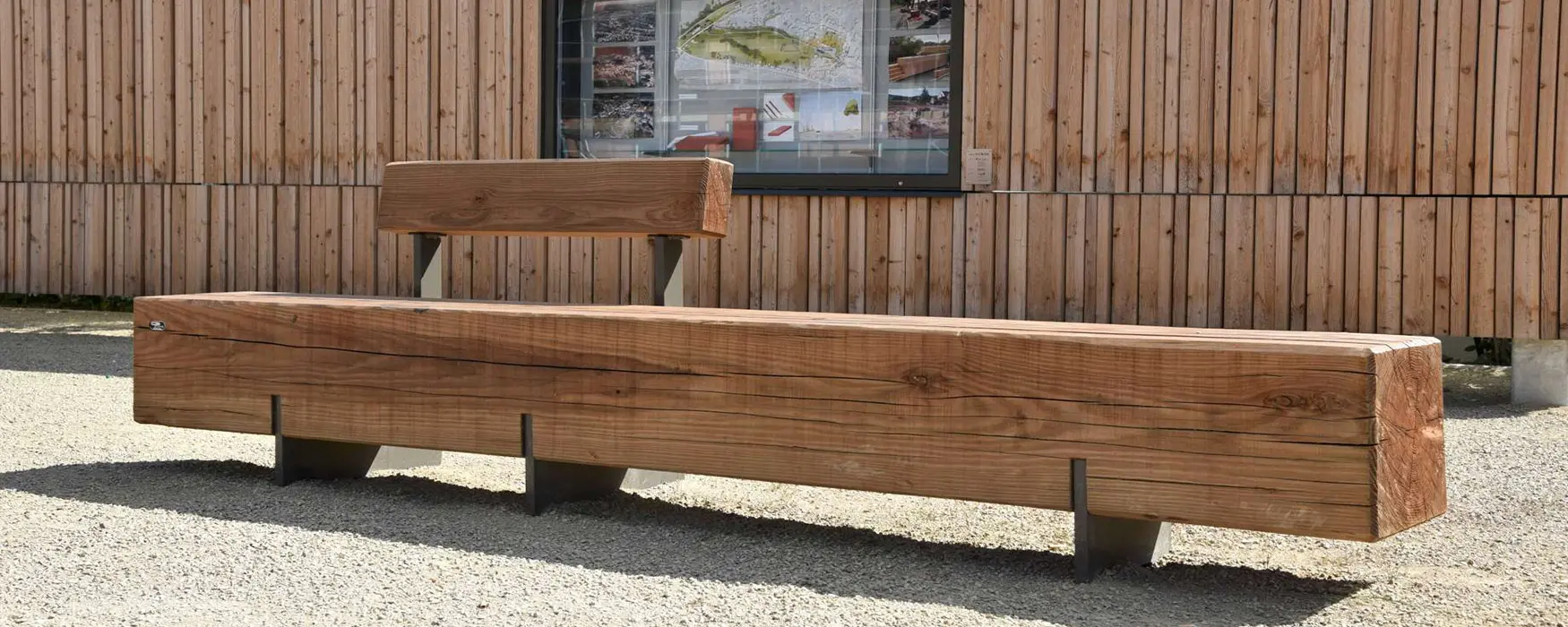 Pure Parkbank Douglasie mit Rückenlehne header Grijsen Stadtmobiliar