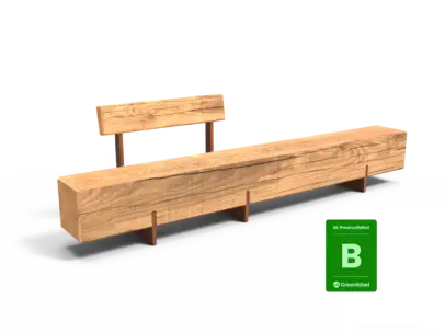 Productrender  Buitenbank Pure Eco enkelzits met rugleuning 3000 | Grijsen - NL Greenlabel