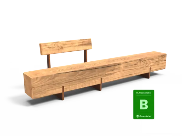Productrender Pure Eco enkelzits met rugleuning 3000 Buitenbanken nl greenlabel Grijsen NL Greenlabel