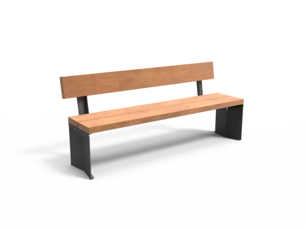 Rendering Quadrat Einzelsitz mit Rückenlehne (Stahl) Parkbänke Grijsen Stadtmobiliar