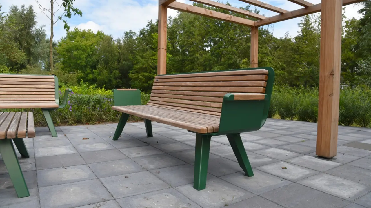 Buitenbank Retro enkelzits met rugleuning 3