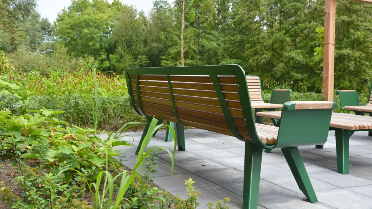 Buitenbank Retro enkelzits met rugleuning 4