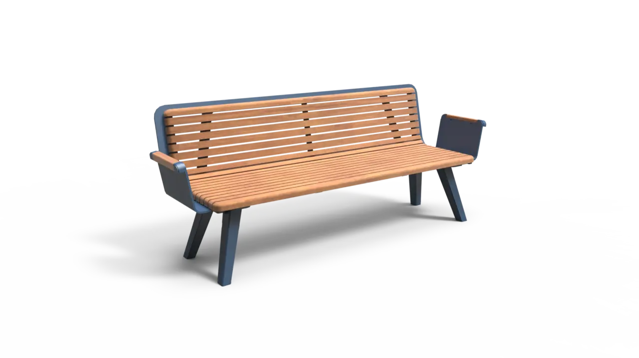 Buitenbank Retro enkelzits met rugleuning productrender