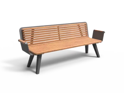 Buitenbank Retro enkelzits met rugleuning productrender