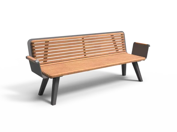 Rendering Retro Einzelsitz mit Rückenlehne Parkbänke Grijsen Stadtmobiliar