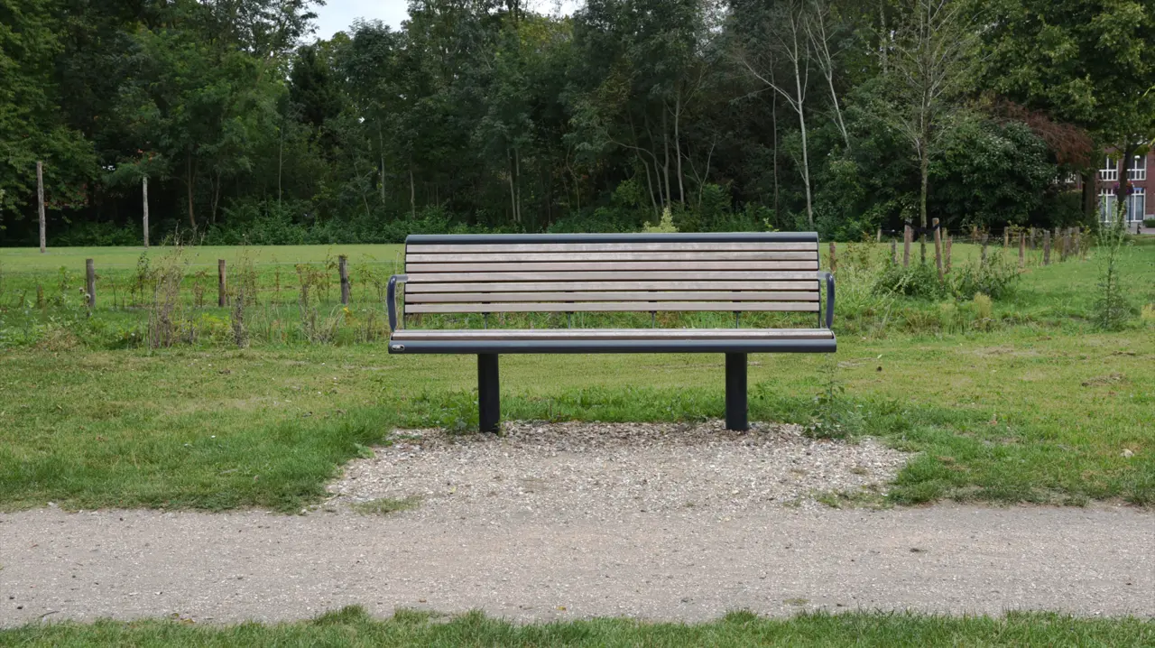 Buitenbank Cruzado enkelzits met rug en armleuning Senioren hout 2