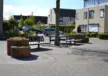 Wenters Doppelsitz mit Rückenlehne (Holz/Stahl) Parkbänke Grijsen Stadtmöbel