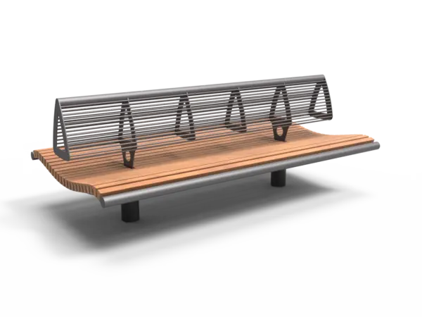 Rendering Wenters Doppelsitz mit Rückenlehne (Holz/Stahl) Parkbänke Grijsen Stadtmöbel