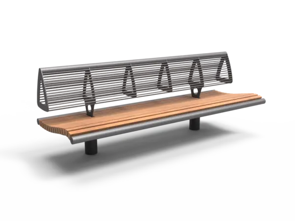 Buitenbank Wenters enkelzits met rugleuning hout-staal productrender