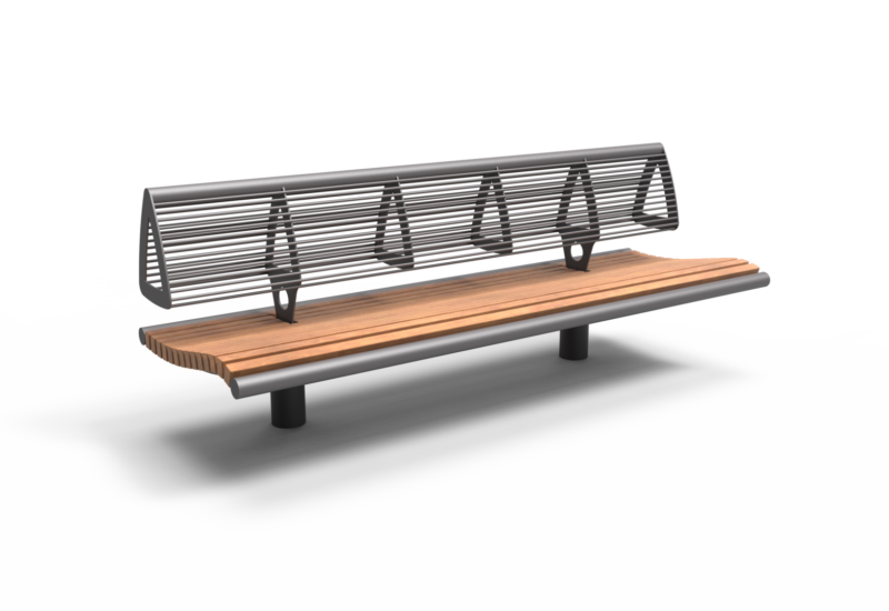 Buitenbank Wenters enkelzits met rugleuning hout-staal productrender