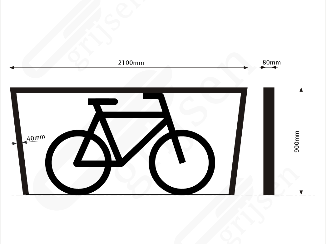 Zeichnung Cubic Doppel XL mit Fahrradlogo Fahrradbügel Grijsen