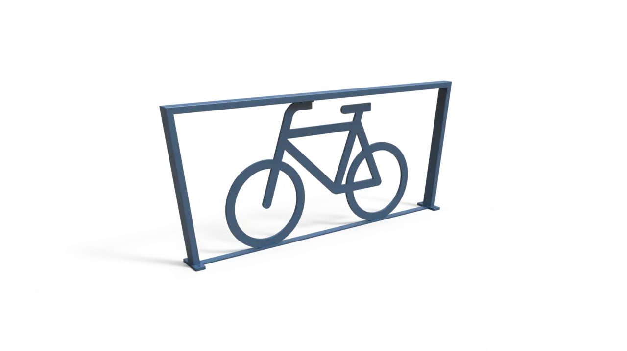Rendering Cubic Doppel XL mit Fahrradlogo Fahrradbügel Grijsen Stadtmobiliar