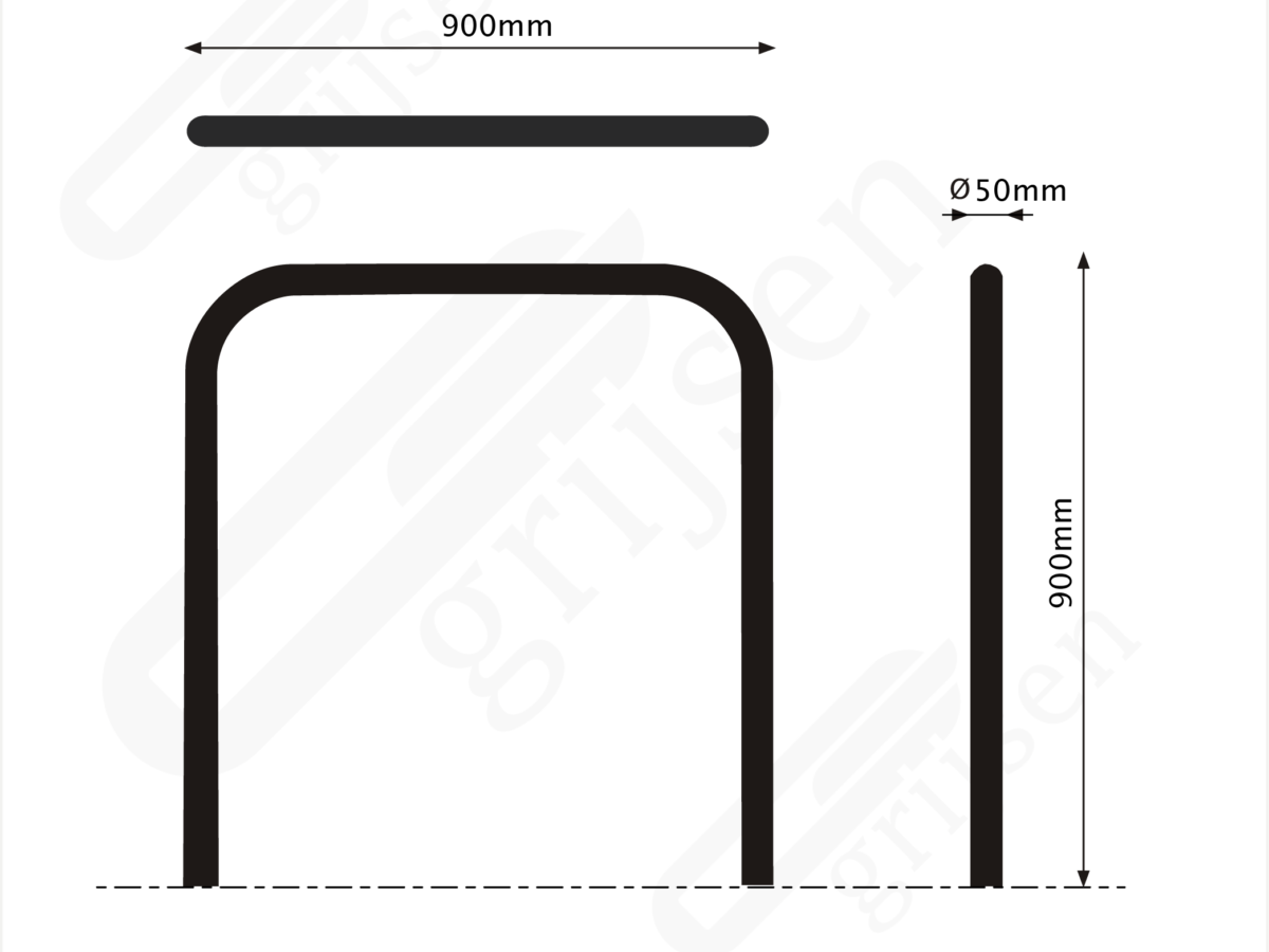 Fietsbeugel Nietje Dubbel maattekening