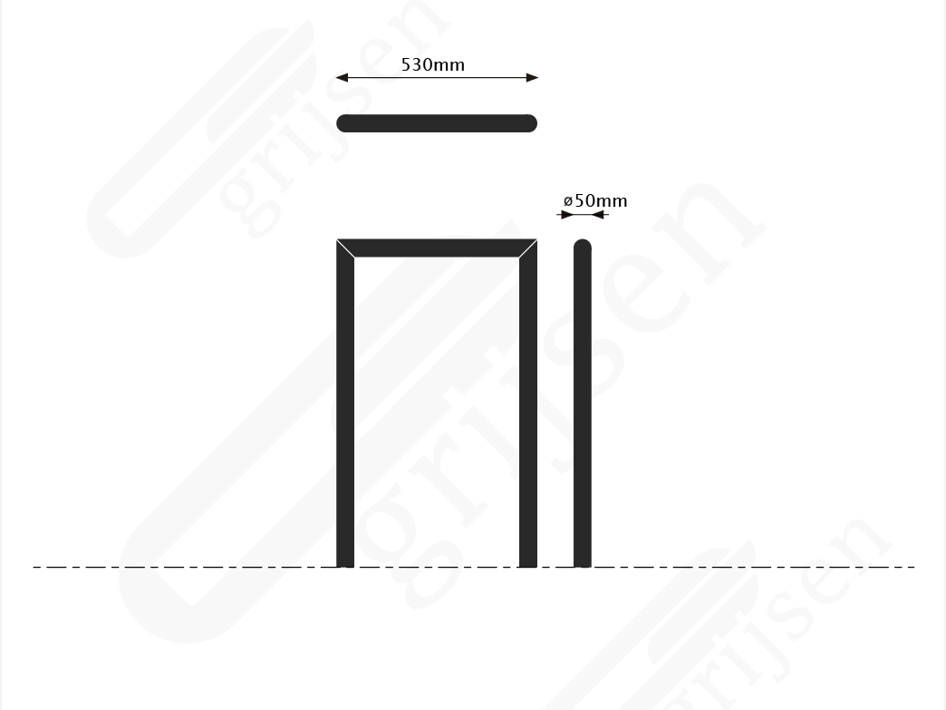 Fietsbeugel Rondo Enkel maattekening