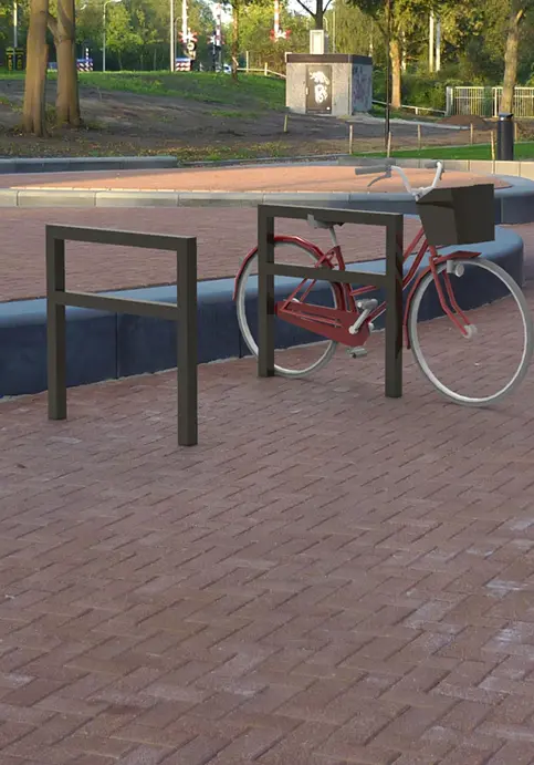 Fietsbeugel Square Dubbel met tussenstang voor de openbare ruimte