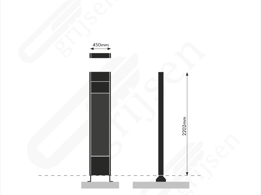 Informatiezuil Stalen zuil I maattekening