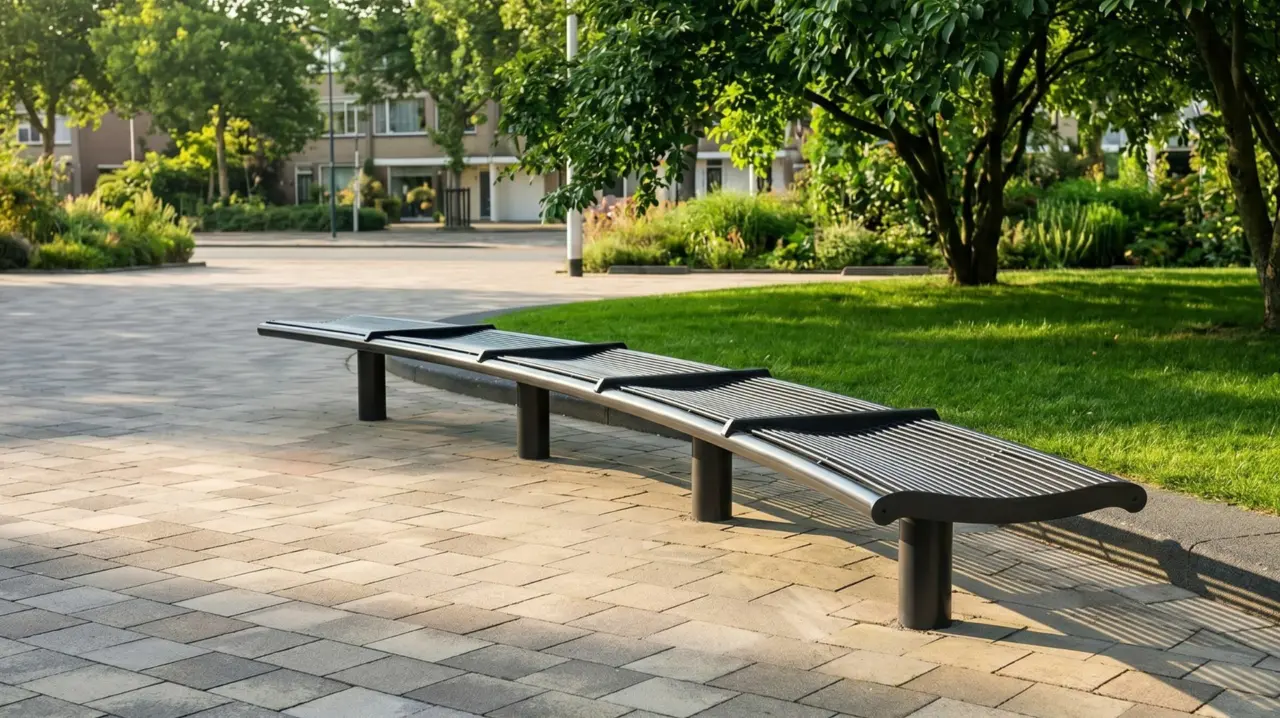 Parkbank Maßanfertigung Buitenbanken Serie Wenters Grijsen 14 Park- und Stadtmobiliar