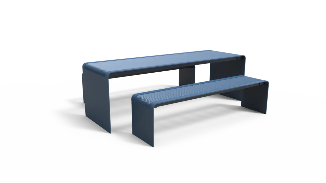 Rendering Bend Picknickset (Stahl) Parkbank Grijsen Stadtmöbel