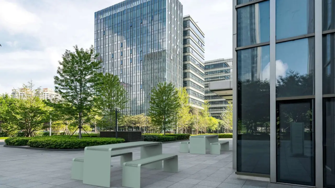 Bend Picknickset Stahl Parkbank Grijsen Stadtmöbel