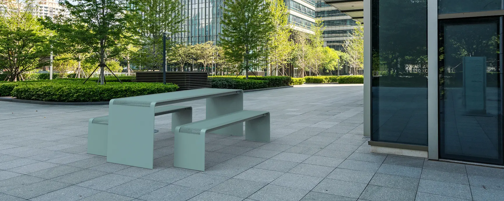 Bend Picknickset Stahl Parkbank Grijsen Stadtmöbel