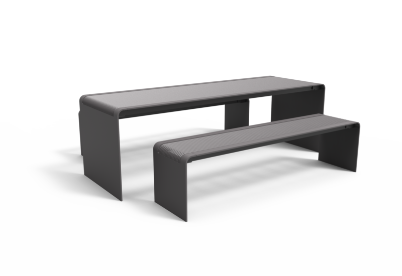 Rendering Bend Picknickset (Stahl) Parkbank Grijsen Stadtmöbel