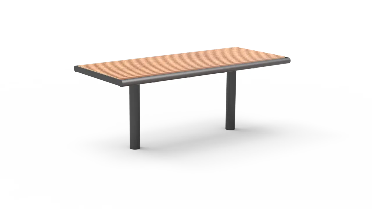 Productrender Cruzado tafel hout Tafel Grijsen onder maaiveld
