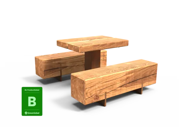 Productrender Pure Cortenstahl Picknickset III für den öffentlichen Raum Grijsen Stadtmöbel