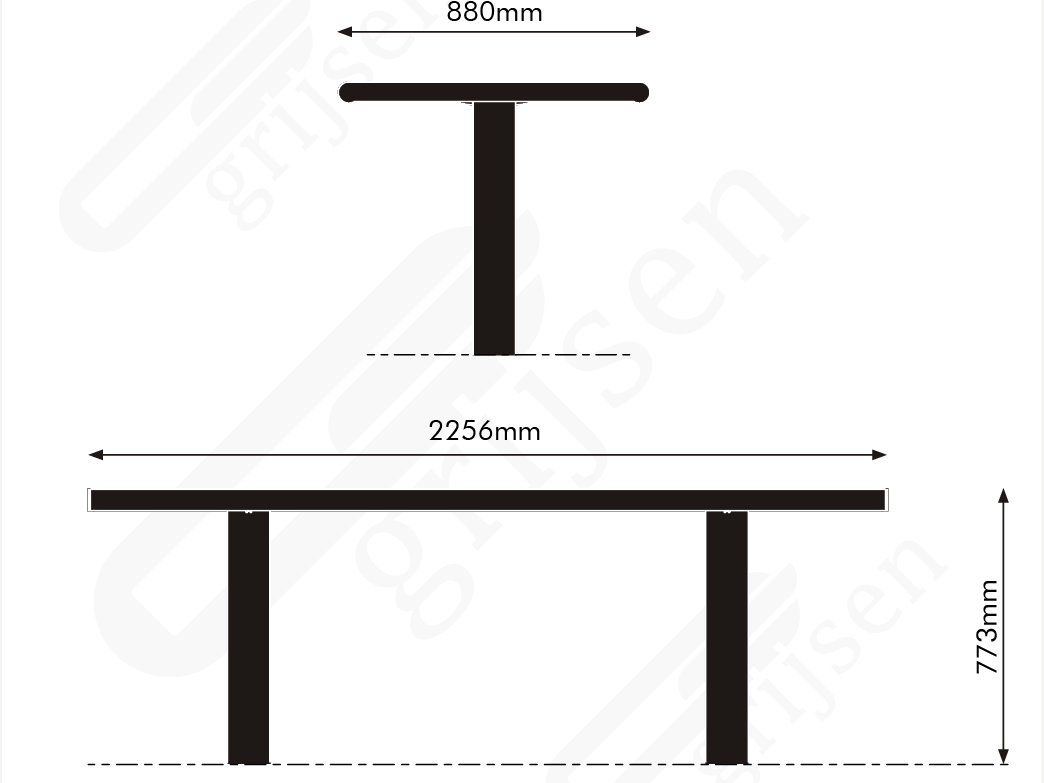 Maattekening Wenters picknicktafel