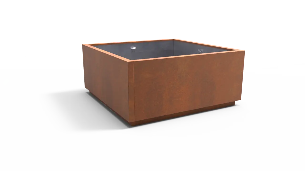 Planten en boombak LINEO corten 2000x2000x900 productrender