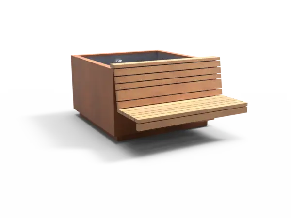 LINEO met zitting corten 1500x1500x900 productrender