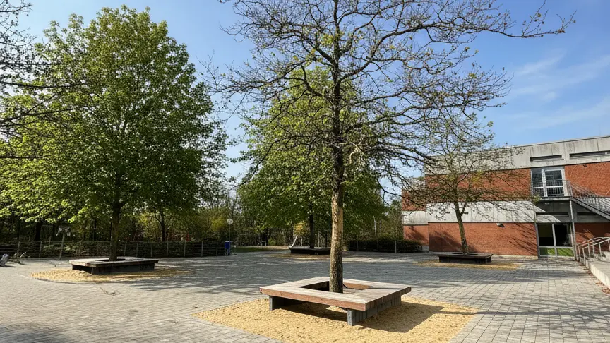 Bad Oldesloe Schule Baumbank Plane Viereckig 1 Grijsen Stadtmobiliar