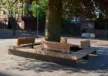 Baumbank Plane Sondermodell Eckig mit Rückenlehnen Grijsen Stadtmobiliar