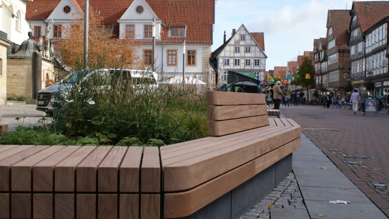 Celle Stechbahn Bankauflagen Plane 26 Flächenentsiegelung Grijsen Stadtmobiliar