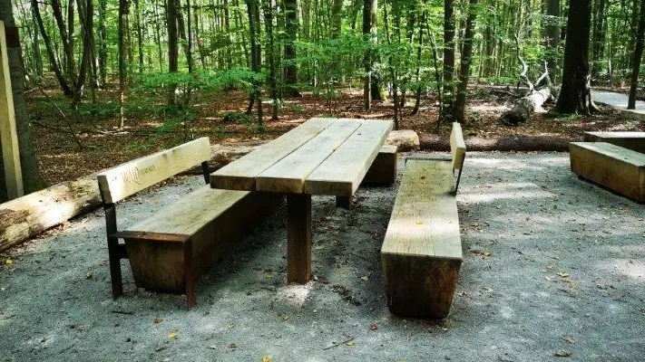 Nationalpark Hainich Picknick Set 2 Parkbank Serie Pure Sondermodell Grijsen Stadtmobiliar