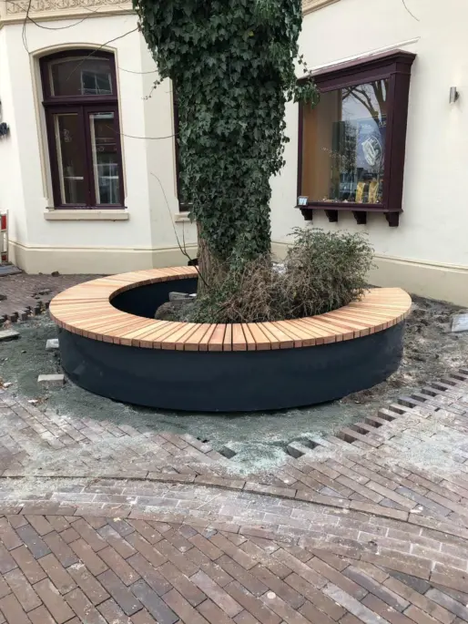 Leer Boombanken van staal en hout Grijsen Park Straatdesign straatmeubilair 15