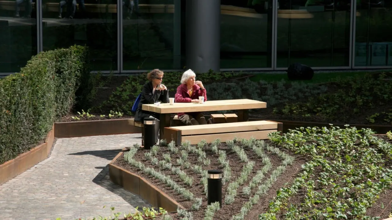 Amsterdam ABN AMRO picknickset op dakterras