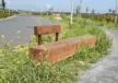 Buitenbank van cortenstaal en douglashout - Pure Eco enkelzits