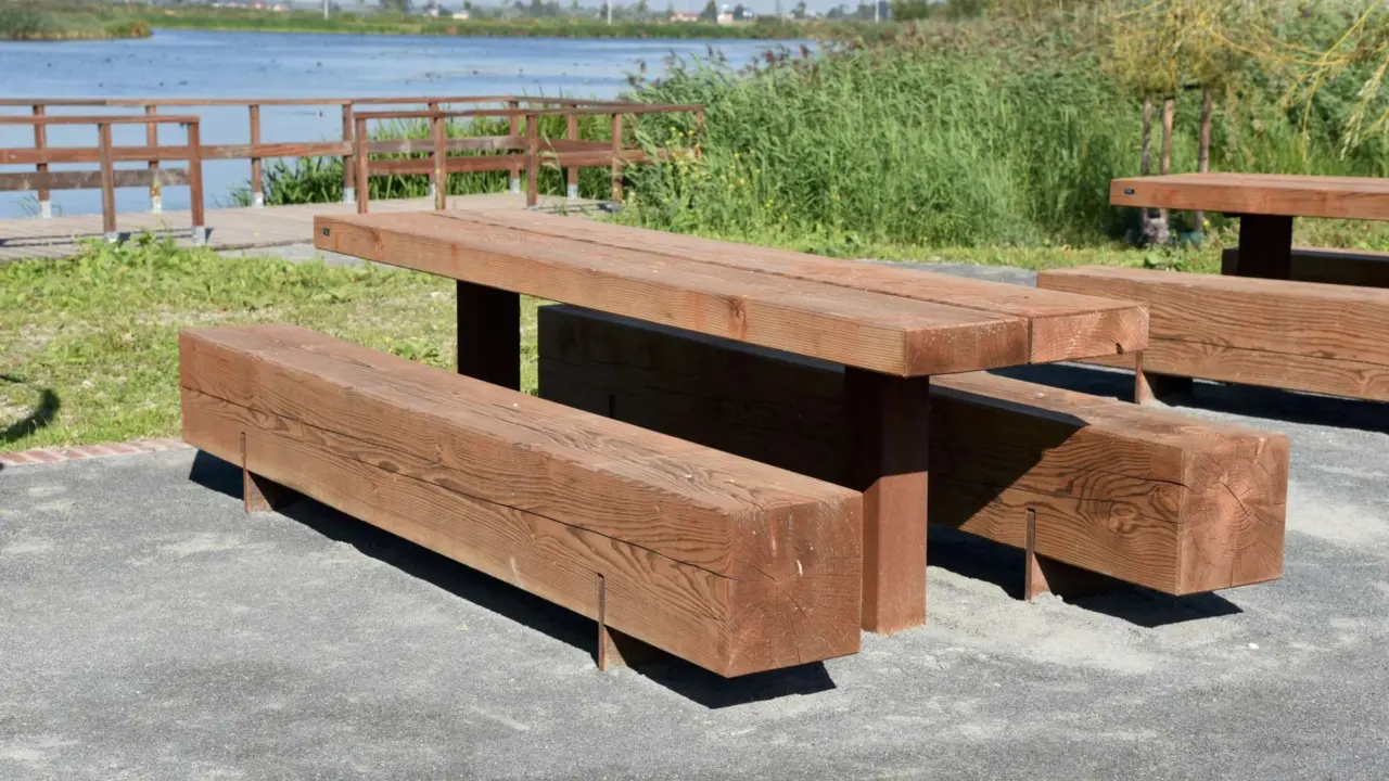 Picknicktafels van cortenstaal en douglashout - Pure picknickset