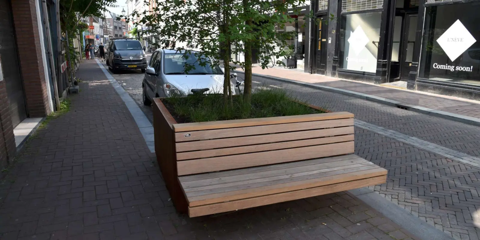 Demontabele plantenbakken bloembakken met houten zitting