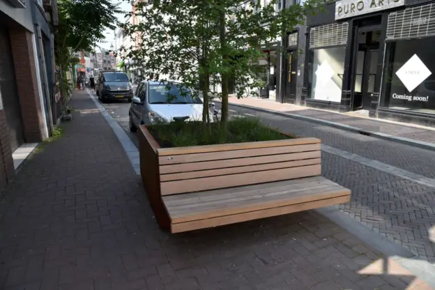 Demontabele plantenbakken bloembakken met houten zitting